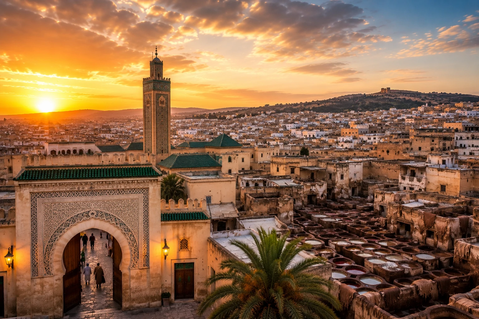 Vue panoramique sur la médina de Fès el-Bali et ses minarets