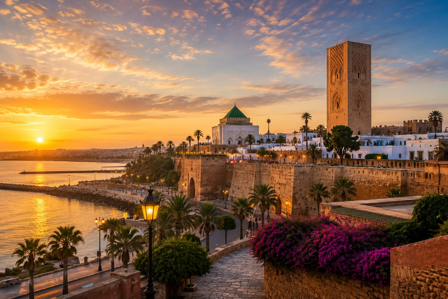 Vue sur la Kasbah des Oudayas et l'estuaire du Bouregreg à Rabat