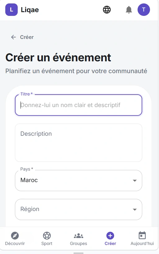 Écran de sélection de la visibilité : Public, Privé, Lien partageable — avec icônes et descriptions courtes