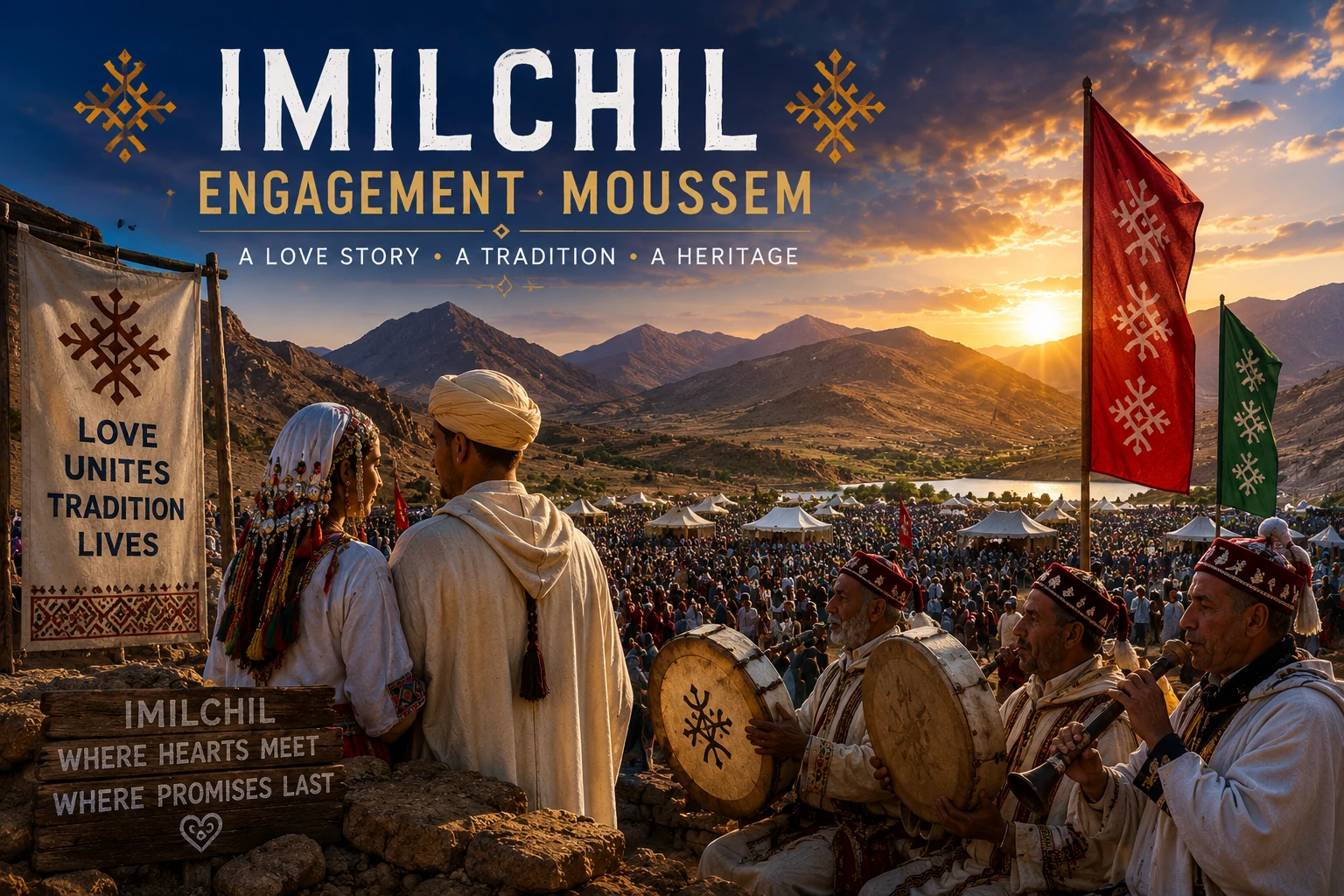 Femmes en tenues traditionnelles amazighes colorées lors du Moussem des Fiançailles d'Imilchil dans le Haut Atlas