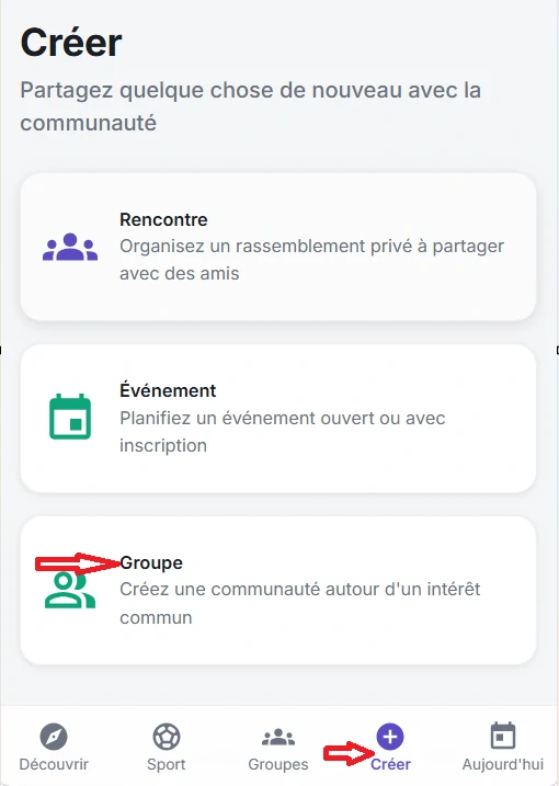 Page Groupes sur Liqae avec le bouton « Créer un groupe »